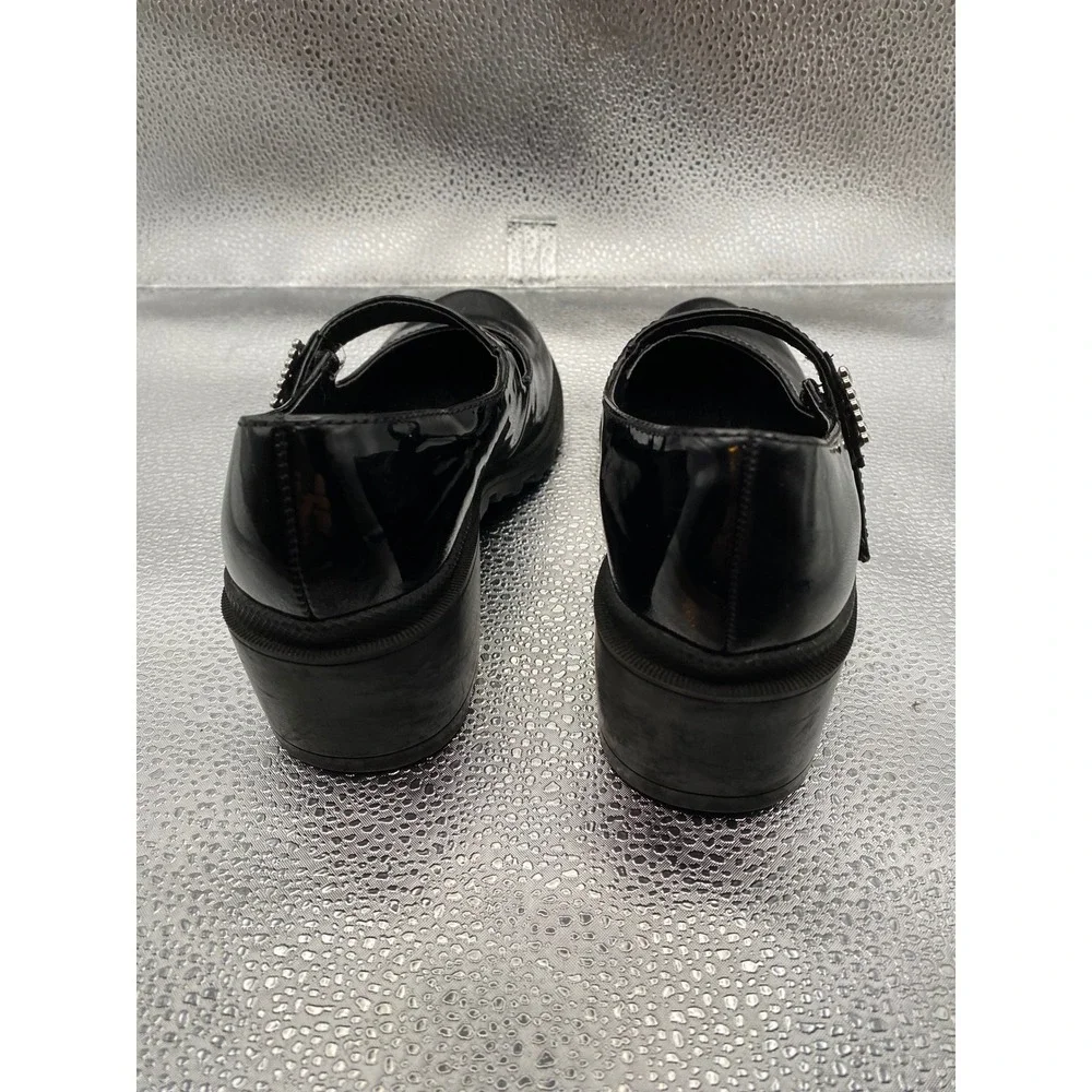 Jellypop Kids Black Patent Mary Jane Chunky Platform Rhinestone Buckle Shoes